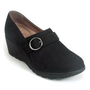 Dansko Clio Wedge Nubuck Leather Buckle Loafers
